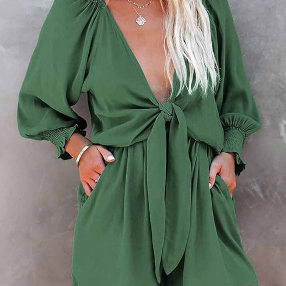 Front Tie Short Romper